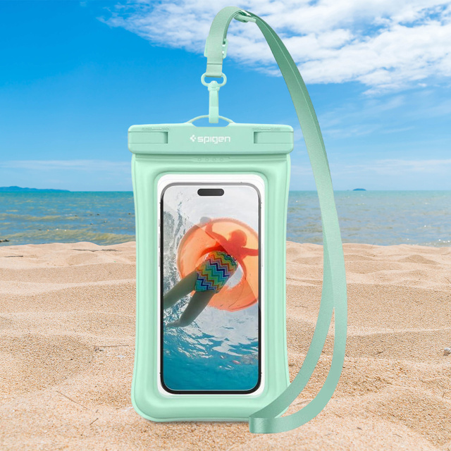 Etui wodoszczelne na telefon 6,9" uniwersalne Spigen A610 Universal Waterproof float case przezroczysto-miętowe