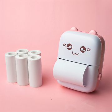 Drukuś Thermodrucker mit 6 Rollen Thermopapier für Kinder, rosa