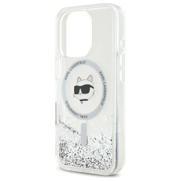 Etui Karl Lagerfeld für iPhone 16 Pro Max 6,9" Magsafe Hardcase Transparent Liquid Glitter Choupette Head