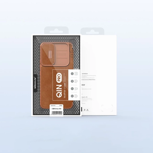 Nillkin Qin Leather Pro Case etui do Samsung Galaxy S22 osłona na aparat kabura pokrowiec obudowa z klapką czarny