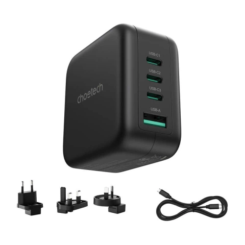 Ładowarka Sieciowa Choetech PD6055 GaN 70W USB-C USB-A z Przejściówkami