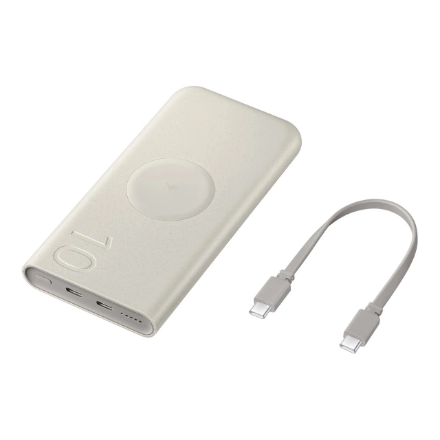 Powerbank Samsung EB-U2510XUEGEU indukcyjny 10000 mAh 2x USB-C 25W SFC - beżowy