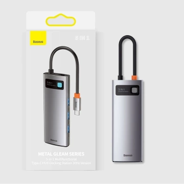 Baseus Metal Gleam Series multifunktionaler USB HUB 5in1 USB Typ C PD 100W HDMI grau (WKWG020013)