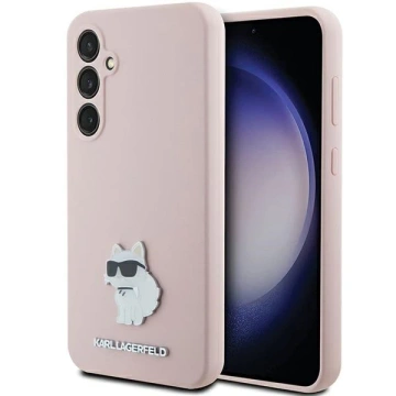 Karl Lagerfeld KLHCS23FESMHCNPP Schutzhülle für Samsung Galaxy S23 FE S711, rosa/rosa, Silikon, Choupette-Metallstift