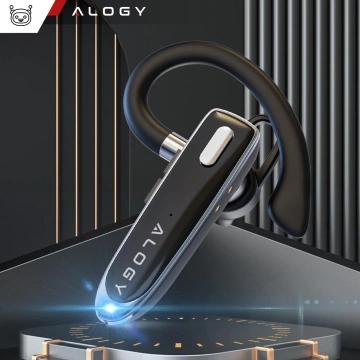 Słuchawka Bezprzewodowa Bluetooth 5.1 dla kierowcy 12H rozmów zestaw z etui ładującym zestaw słuchawkowy Alogy Czarna