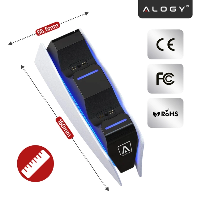 Podwójna stacja dokująca ładująca do kontrolera Pada do PlayStation 5 PS5 do 2 Padów Alogy Biała