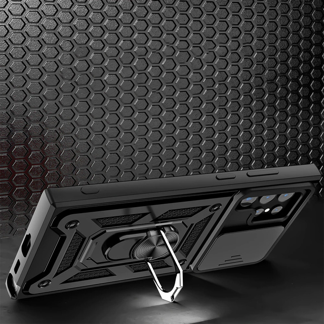 Pancerne etui z osłoną aparatu Alogy Camshield Stand Ring do Samsung Galaxy S22 Ultra czarne