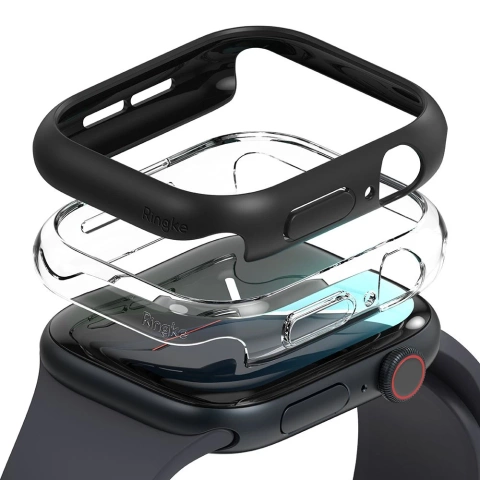 2x ETUI DO APPLE WATCH 10 (46MM) PRZEZROCZYSTE & CZARNE RINGKE SLIM 2-PACK