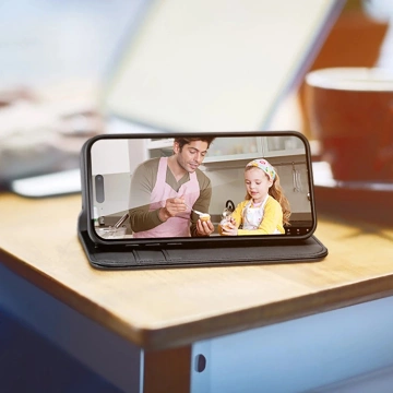 iPhone 16 Pro Dux Ducis Hivo Lederhülle mit RFID Schwarz
