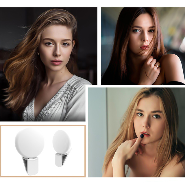 Lampka LED Alogy Mini Selfie Ring Klips do nagrywania robienia zdjęć do telefonu z klipsem Biała