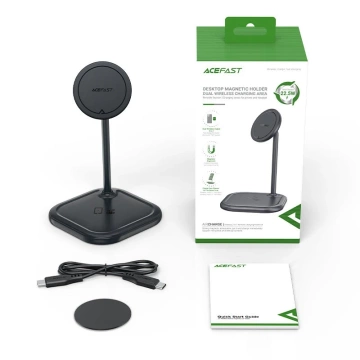Acefast 15W Qi Kabelloses Ladegerät für iPhone (mit MagSafe) und Apple AirPods Stand Stand Magnethalterung Grau (E6 Grau)