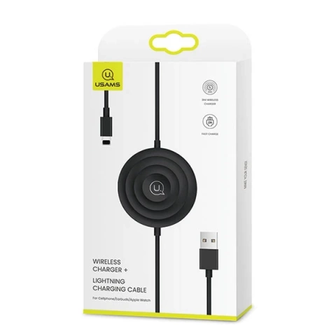USAMS Ładowarka indukcyjna US-CC096 10W z kablem lightning czarny/black CC96WH01