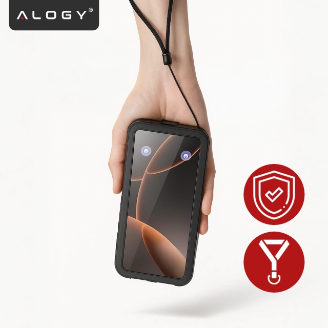 Etui Wodoodporne do Samsung Galaxy A56 5G 2025, Pancerna Obudowa 360° z Przezroczystym Tyłem, Alogy HydroArmor™ IP68 Case – Czarne