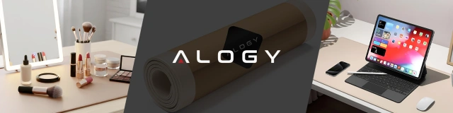 Podkładka na biurko 100×50 cm – antypoślizgowa mata ochronna z eleganckiej ekoskóry PU, pod mysz i klawiaturę, stylowa i trwała – Alogy WorkMat™ Beżowa