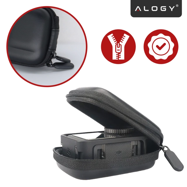 Pokrowiec do DJI Action 5/4/3 i GoPro 8/9/10/11/12 Torba Ochronna do kamerki sportowej, Twarde Etui, Lekka, Alogy HardFoamBag™ – Czarna