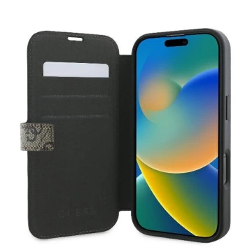 Guess 4G Metal Logo Book Case do iPhone 16 Pro Max – Brown