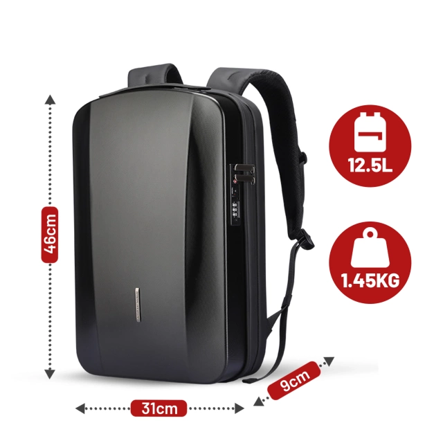 Plecak na Laptopa 17.3" Mark Ryden, Ładowanie USB, Wodoodporny, Pojemny i Praktyczny, Otwierany 180°, Antykradzieżowy z zamkiem TSA i Paskiem do Walizki, 46x31x9 cm – Czarny