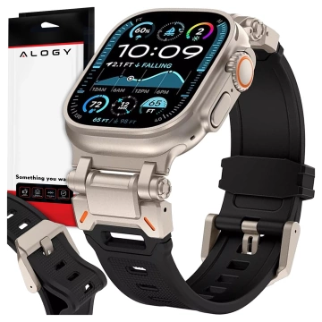 Alogy Luxus-Metall-TPU-Armband für Apple Watch 42/44/45/49 mm, Schwarz