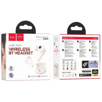 Słuchawki bezprzewodowe Bluetooth HOCO TWS EQ23 Etui ładujące Białe