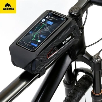 Wildman M90 Fahrradtasche Rahmentasche mit Telefonfenster Schwarz