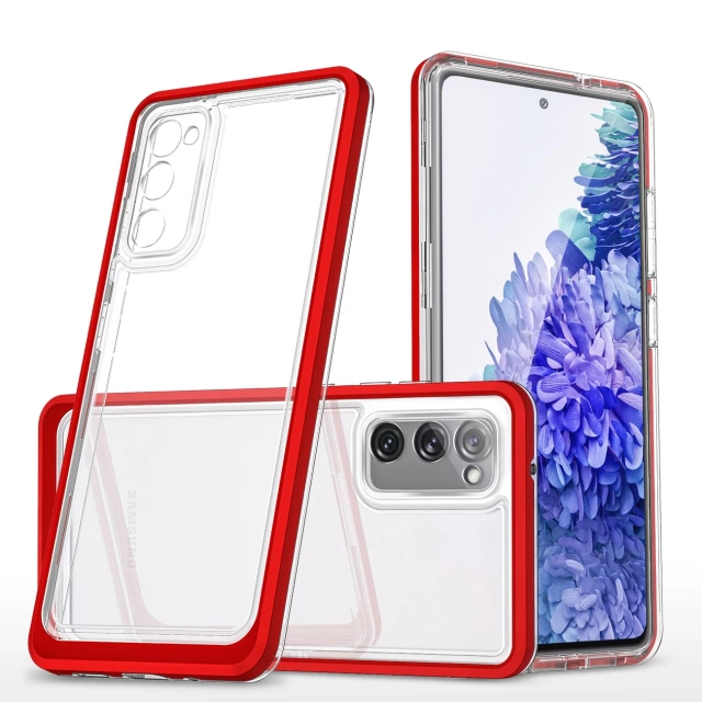 Clear 3in1 etui do Samsung Galaxy S20 FE 5G żelowy pokrowiec z ramką czerwony