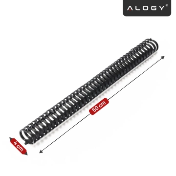 Federbelasteter Kabelorganizer für unter den Schreibtisch – flexible, selbstklebende Kabelmanagement-Abdeckung (50 × 4 cm) – Alogy CableStrip™ Schwarz