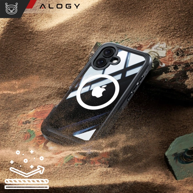 Etui ochronne na telefon do Apple iPhone 16 Alogy Shield360 MagCase™️ do MagSafe obudowa z ochroną wyświetlacza i aparatu Czarne