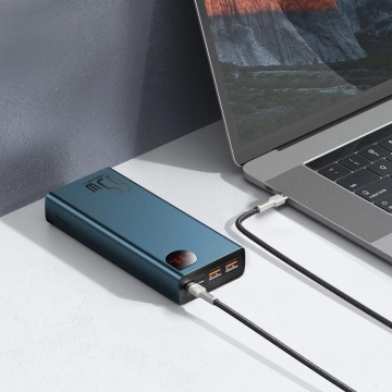 Powerbank Baseus Adaman Metal 20000mAh, PD, QC 3.0, 65W, 2xUSB USB-C Micro USB, (niebieski)