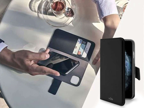 PURO Wallet Abnehmbare Hülle für Apple iPhone 12/ 12 Pro Schwarz