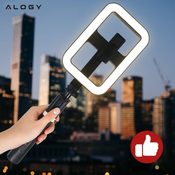 Alogy GlowStick™ Pro Stativ-Selfie-Stick mit Fernbedienung und LED-Licht für Make-up-Fotos und -Videos, Länge 132 cm, Schwarz