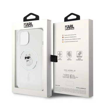 Etui Karl Lagerfeld KLHMP15SHFCCNOT für iPhone 15 6,1" transparentes Hardcase IML Choupette MagSafe