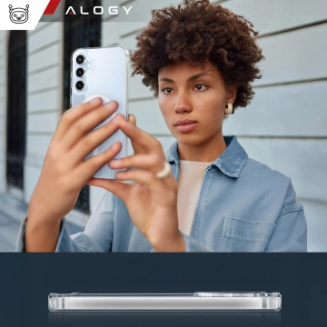 Etui do Samsung Galaxy S24 FE obudowa ochronna na telefon Alogy HybridMag™️ Case do MagSafe Przezroczyste + Szkło Hartowane