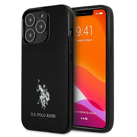 Etui na telefon US Polo Horses Logo iPhone 13 Pro Max 6,7" czarny/black