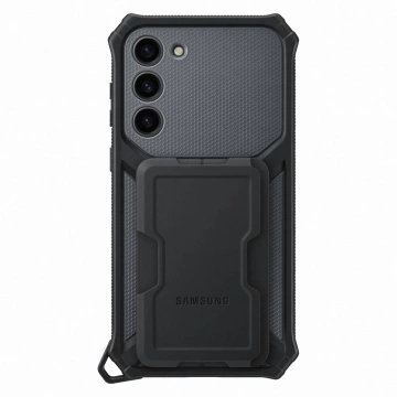 Samsung Rugged Gadget Case für Samsung Galaxy S23 Plus gepanzerte Abdeckung Ringhalter Ständer grau