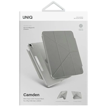 UNIQ Camden Tablet-Hülle für iPad 10. Gen. (2022) fossil grau/grau Antimikrobiell