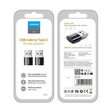 Adapter x2 Joyroom S-H152 USB-C Typ C auf USB Adapter Schwarz