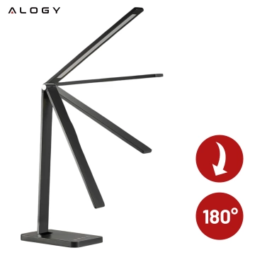 Alogy LED-Schreibtischlampe mit USB-Ladeanschluss, faltbar, Schwarz