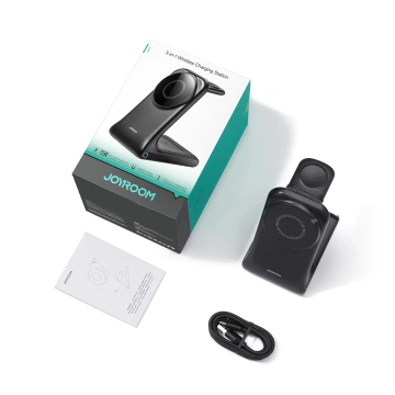 Ładowarka bezprzewodowa Joyroom 15W 3w1 stacja ładująca z MagSafe - czarna