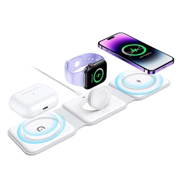 Ecobox MagSafe 15W Induktives Ladegerät Weiß 3in1
