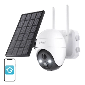 ieGeek Drahtlose WiFi-Außenkamera 5MP Weiß mit Solarpanel