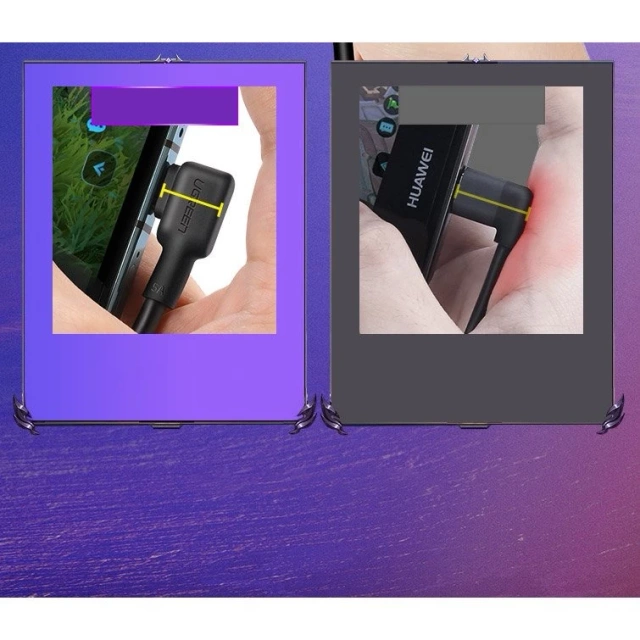 Kątowy kabel UGREEN przewód z bocznym wtykiem USB - USB Typ C 5 A Quick Charge 3.0 SCP FCP 2 m czarny (20104 US307)