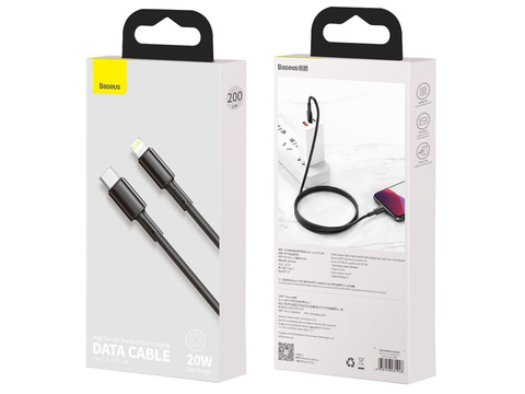 Kabel 2m Baseus Density przewód USB-C Typ C auf Lightning PD 20W 5A Schwarz