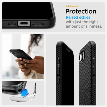 Etui für iPhone 16e Spigen Liquid Air Mag MagSafe Mattschwarz
