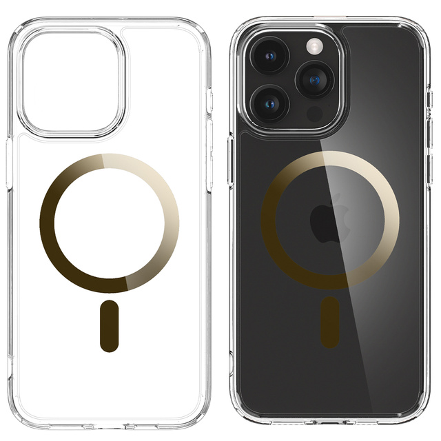 Etui do iPhone 15 Pro Max 6,7" Spigen Ultra Hybrid Mag Safe Case Pokrowiec Futerał Mag Fit Crystal Gold