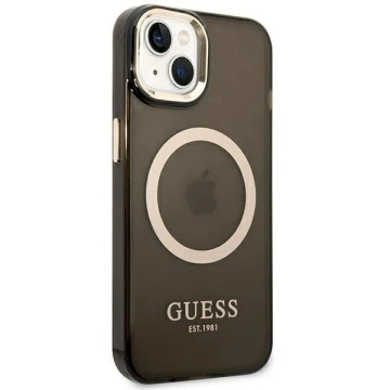 Etui Guess GUHMP14MHTCMK für Apple iPhone 14 Plus 6,7" Czarny/Black Hard Case Gold Outline Translucent MagSafe
