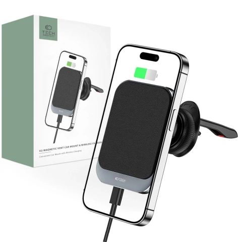 Uchwyt samochodowy indukcyjny MM15W-V2 Magnetic MagSafe Vent Car Mount Wireless Charger 15W BLACK do kratki Czarny