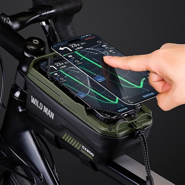 Torba rowerowa na ramę WILDMAN GX200 2L Zielona Uchwyt na telefon