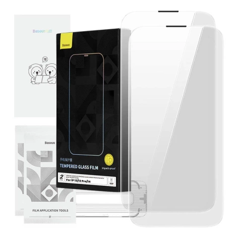 Baseus Corning gehärtetes Glas für iPhone 13/13Pro/14 mit Staubfilter