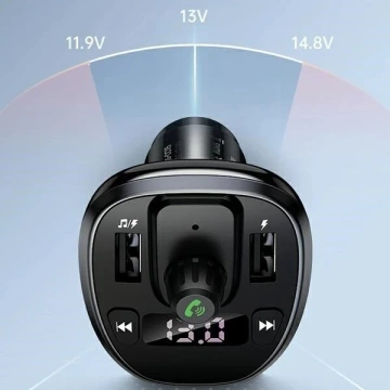 USAMS C21 Freisprecheinrichtung mit FM-Transmitter, Bluetooth 5.0, MP3, 2xUSB 3.4A CC115GC01 (US-CC115) schwarz/schwarz