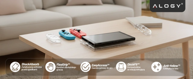 Etui ochronne do Nintendo Switch 2 (2025) – mocna, odporna obudowa z otworem na stopkę, twarda konstrukcja, idealne dopasowanie – Alogy Hard Case™ Przezroczyste